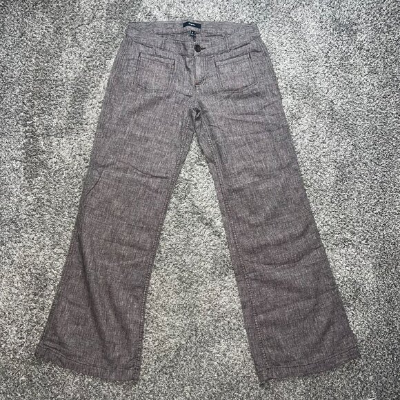 Vintage Express Y2K Brown Linen Blend Wide Leg Pants - Size 10 - Picture 5 of 6